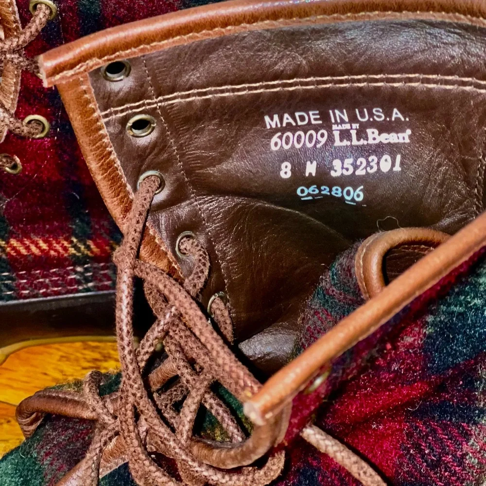 L.L. Bean Red and Green Plaid Winter Boots